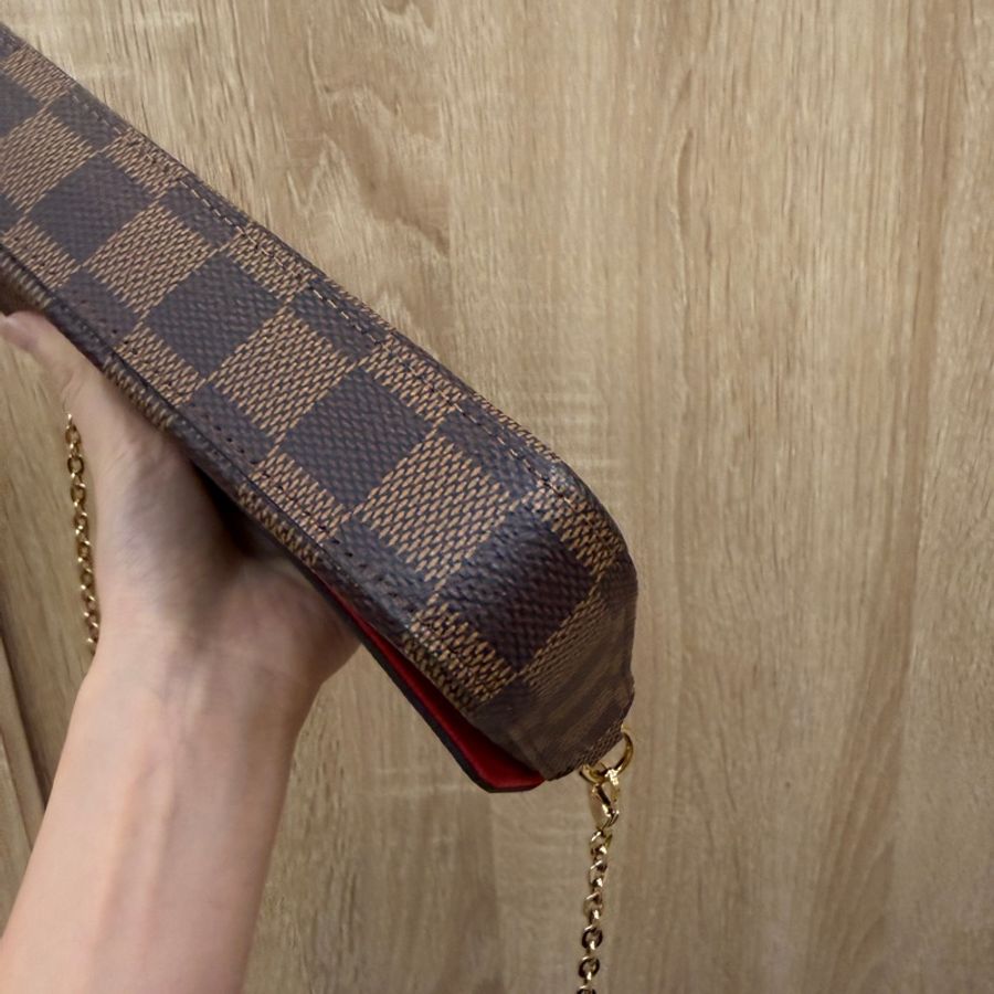 LV 咖格金釦三合一斜背鍊包N40492-10