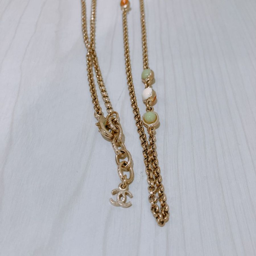 TK1929 香奈兒 花花珍珠 長頸鏈 CC logo And Flower Long Pearl Necklace Pearl x GHW-2