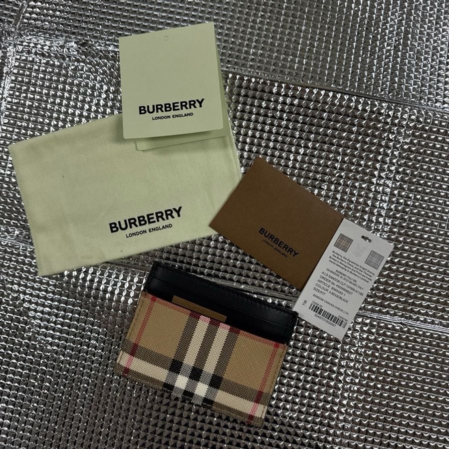 「英國代購」 全新Burberry 博柏利「專櫃親購」經典格紋黑色卡夾-5