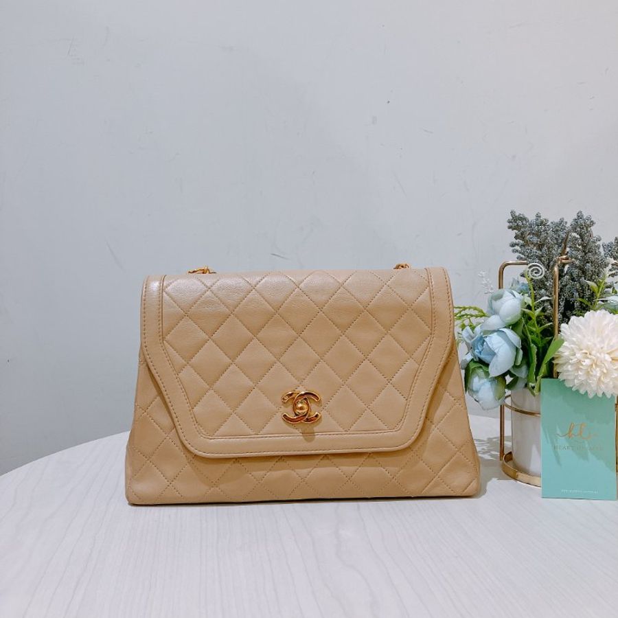 TK1931 香奈兒 淺褐色 復古 翻蓋手袋 Vintage Flap Bag Small Lambskin-0