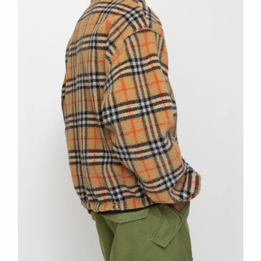 Burberry 男士 格紋羊毛羊絨混紡抓絨衛衣S M L XL碼-5