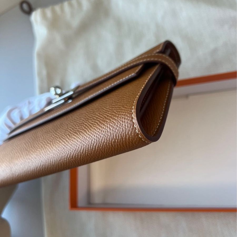 Hermes Kelly Wallet 金棕銀扣 長夾-3