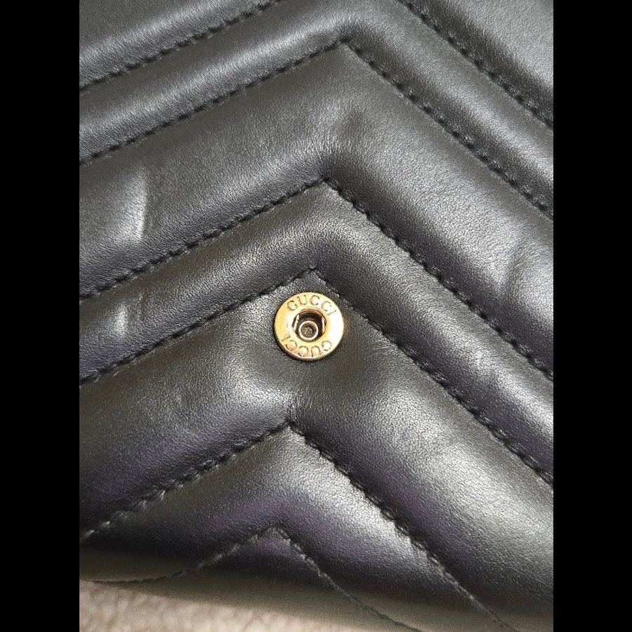 Gucci GG Marmont 金色雙G logo 馬蒙 馬夢 黑金 WOC 信封包 鏈帶包 斜背包 經典山形紋-27