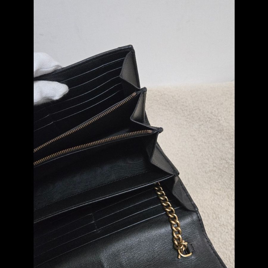 Gucci GG Marmont 金色雙G logo 馬蒙 馬夢 黑金 WOC 信封包 鏈帶包 斜背包 經典山形紋-30