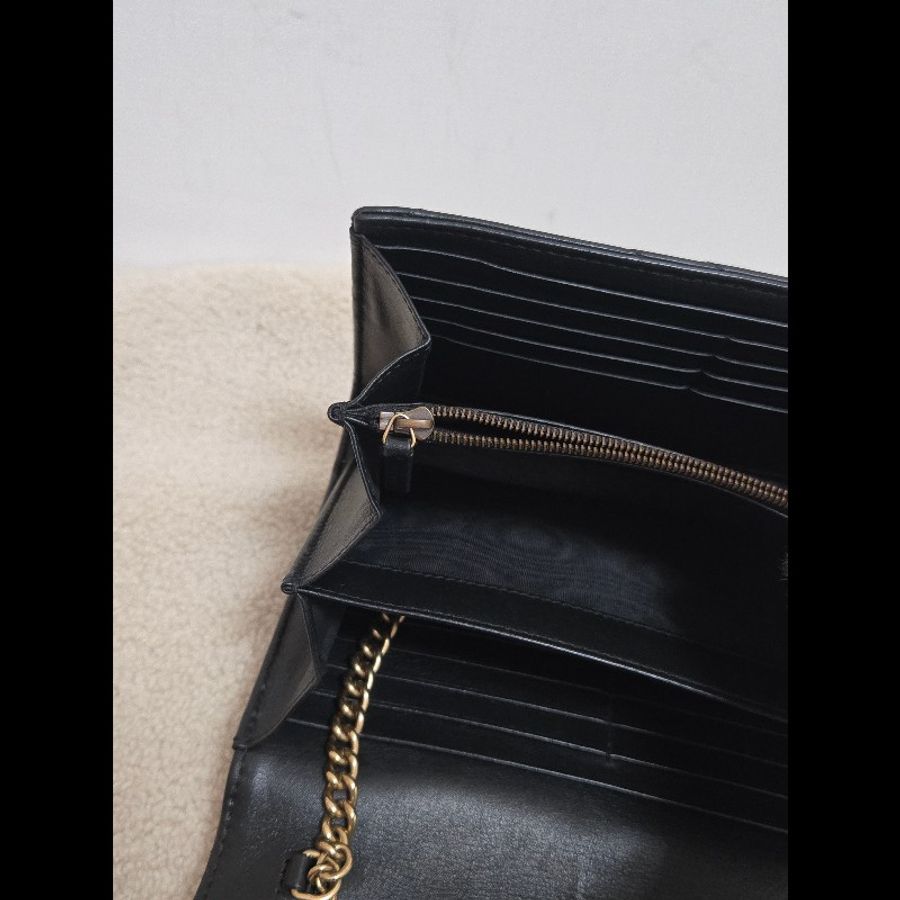 Gucci GG Marmont 金色雙G logo 馬蒙 馬夢 黑金 WOC 信封包 鏈帶包 斜背包 經典山形紋-31