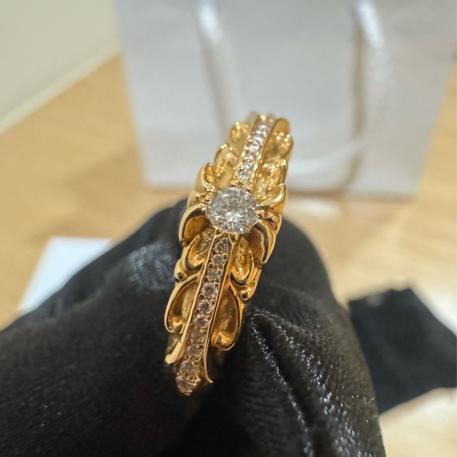 chrome hearts BABYCLSC克羅心22k白鑽十字花戒指-0