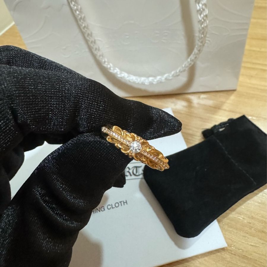 chrome hearts BABYCLSC克羅心22k白鑽十字花戒指-6