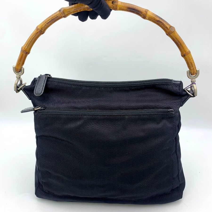 Gucci Black Bamboo 竹節帆布包,古馳,手提包,逛街包,單肩包,真品,正品,現貨,免運-0