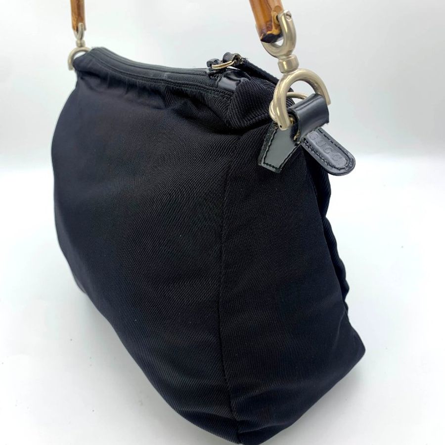 Gucci Black Bamboo 竹節帆布包,古馳,手提包,逛街包,單肩包,真品,正品,現貨,免運-4