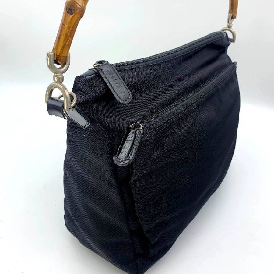 Gucci Black Bamboo 竹節帆布包,古馳,手提包,逛街包,單肩包,真品,正品,現貨,免運-5