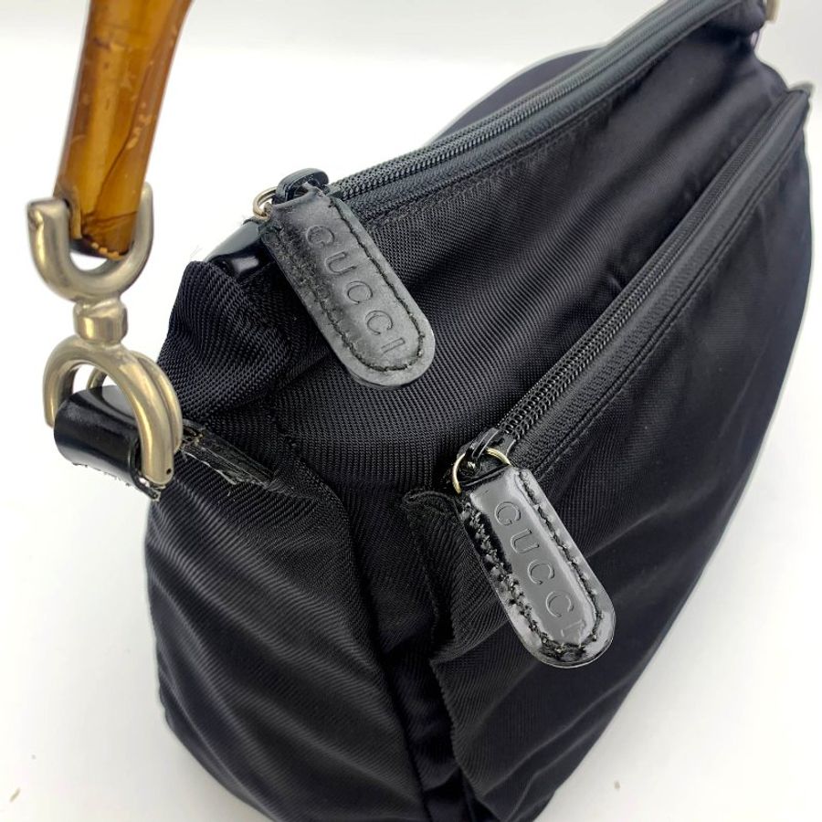 Gucci Black Bamboo 竹節帆布包,古馳,手提包,逛街包,單肩包,真品,正品,現貨,免運-6