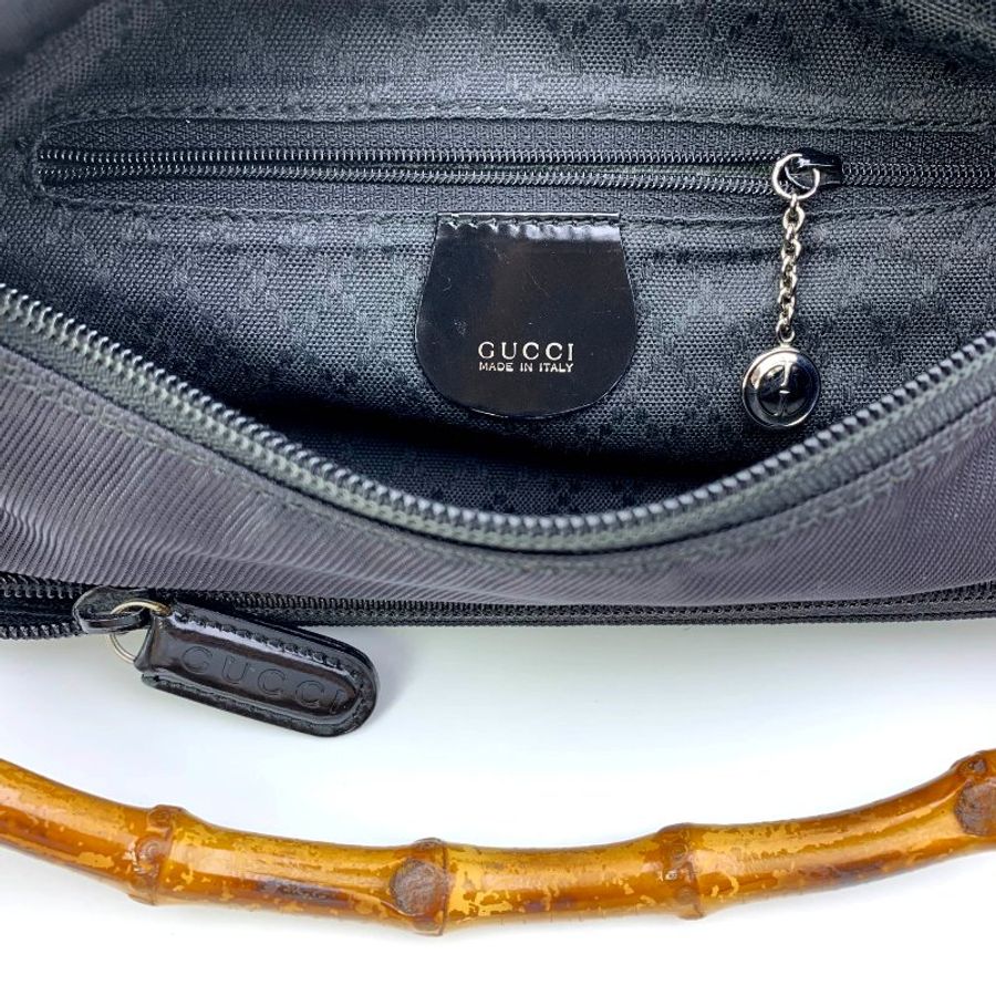 Gucci Black Bamboo 竹節帆布包,古馳,手提包,逛街包,單肩包,真品,正品,現貨,免運-11