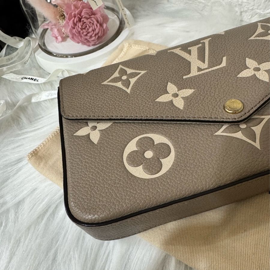 LV M82610 經典Félicie Pochette雙色Empreinte皮革斜背包-斑鳩灰-8