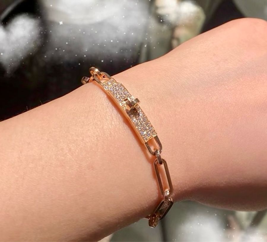Hermes Kelly chain 半鑽手鏈 XS 有購證-3