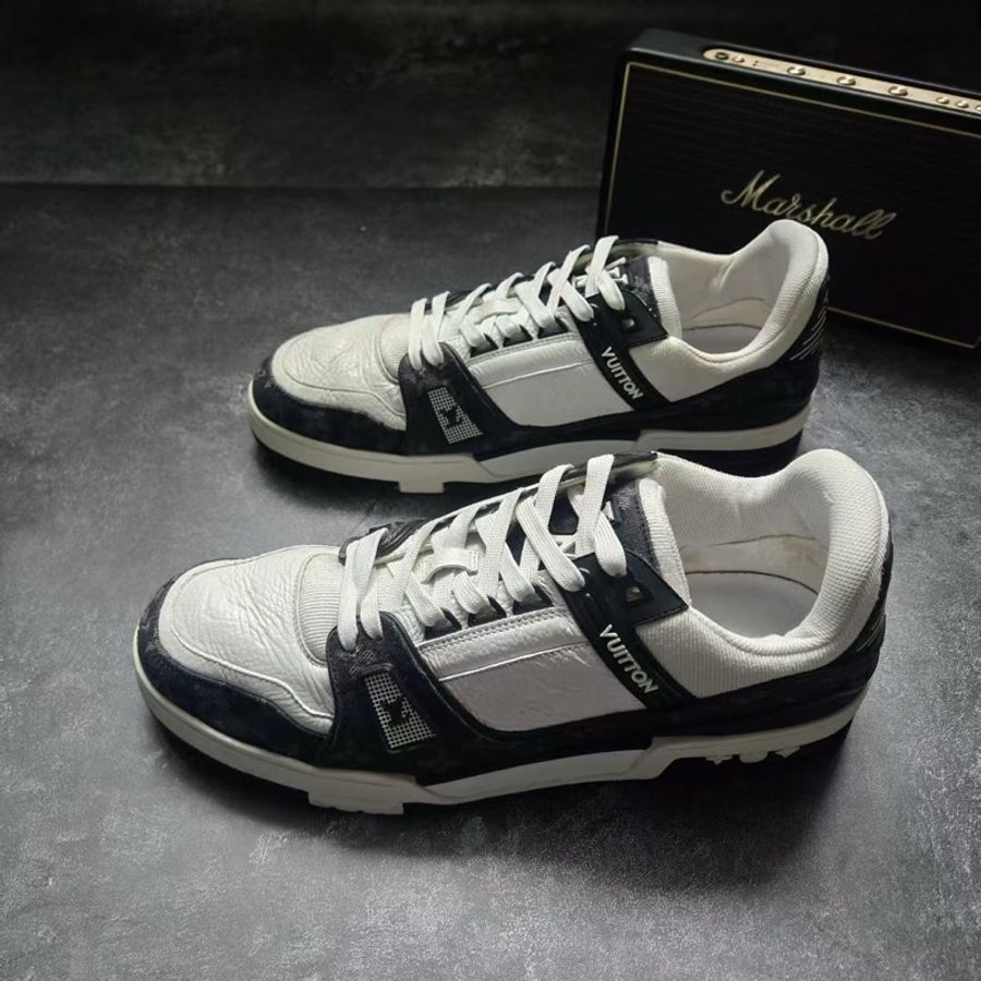 LOUIS VUITTON 路易威登 LV TRAINER 黑白牛仔 9碼/43碼-0