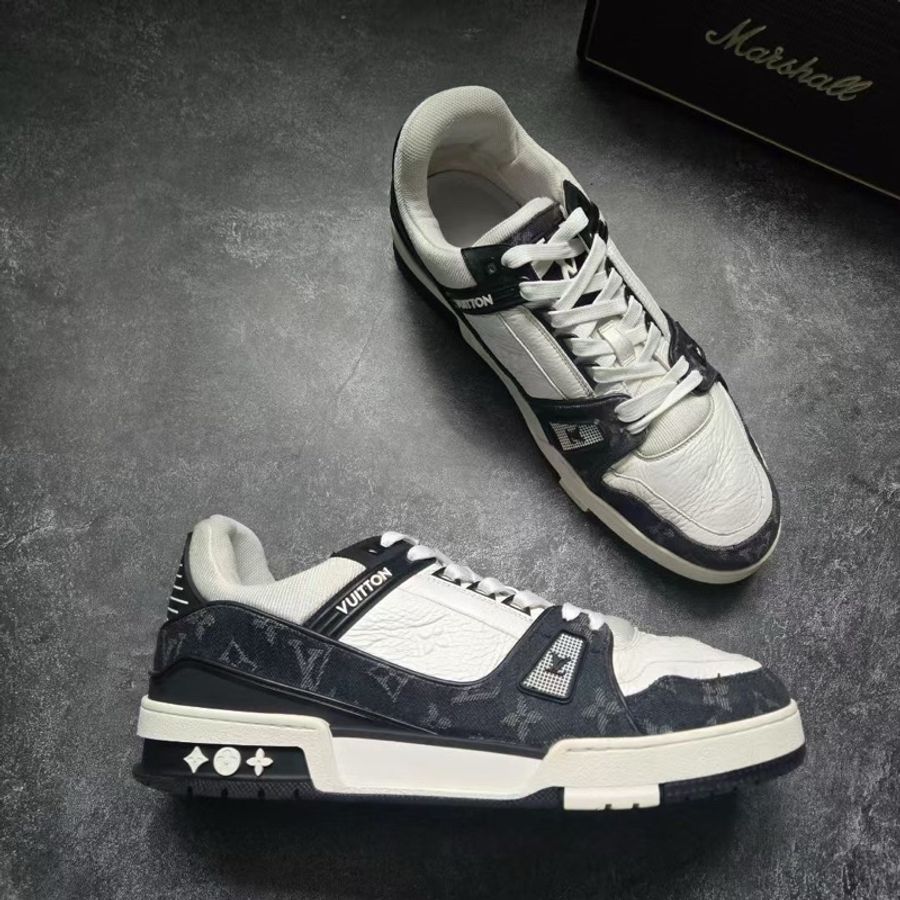 LOUIS VUITTON 路易威登 LV TRAINER 黑白牛仔 9碼/43碼-3
