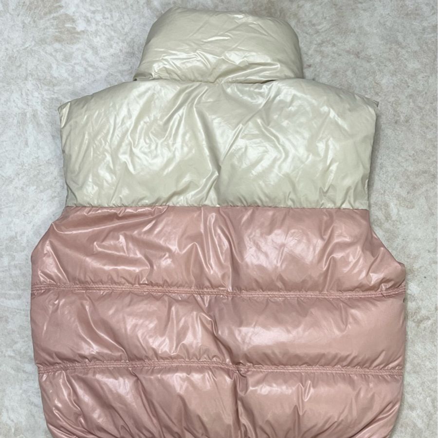 Moncler 粉色拼就杏色羽絨背心外套-12
