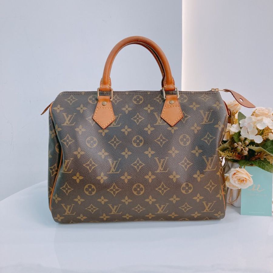MS0543 Louis Vuitton 路易威登 旅行 機場 經典棕色手提包 Speedy 30 Handbag Canvas Monogram x GHW-0