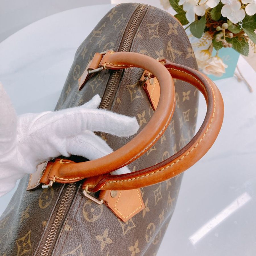 MS0543 Louis Vuitton 路易威登 旅行 機場 經典棕色手提包 Speedy 30 Handbag Canvas Monogram x GHW-12