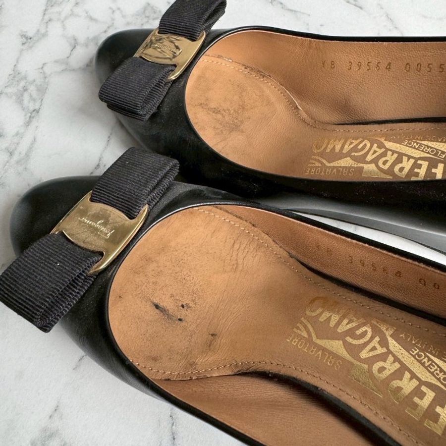 ✨櫃姐上班款 FERRAGAMO黑色厚底超穩高跟鞋-9
