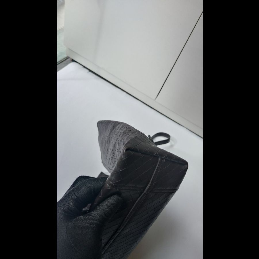 BV 深咖皮壓紋編織購物包 TOTE-10