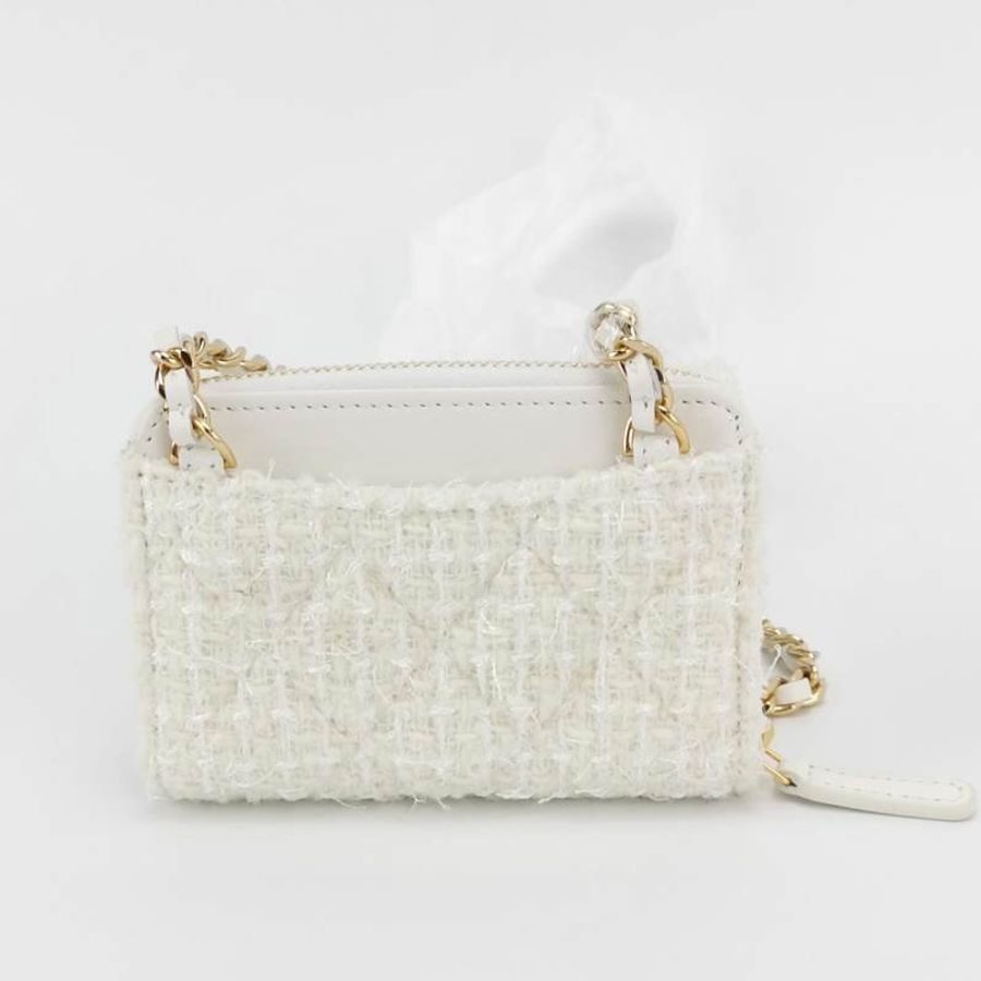 Chanel牛皮純色蝴蝶結雙C標誌單肩包 9.8新-3