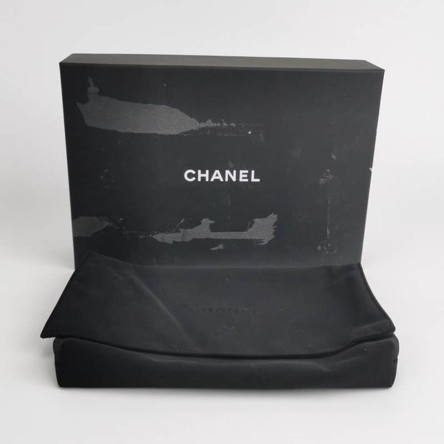 Chanel牛皮緞面純色水鑽裝飾雙C標識斜挎包單肩包 晶片款 9.8新-8