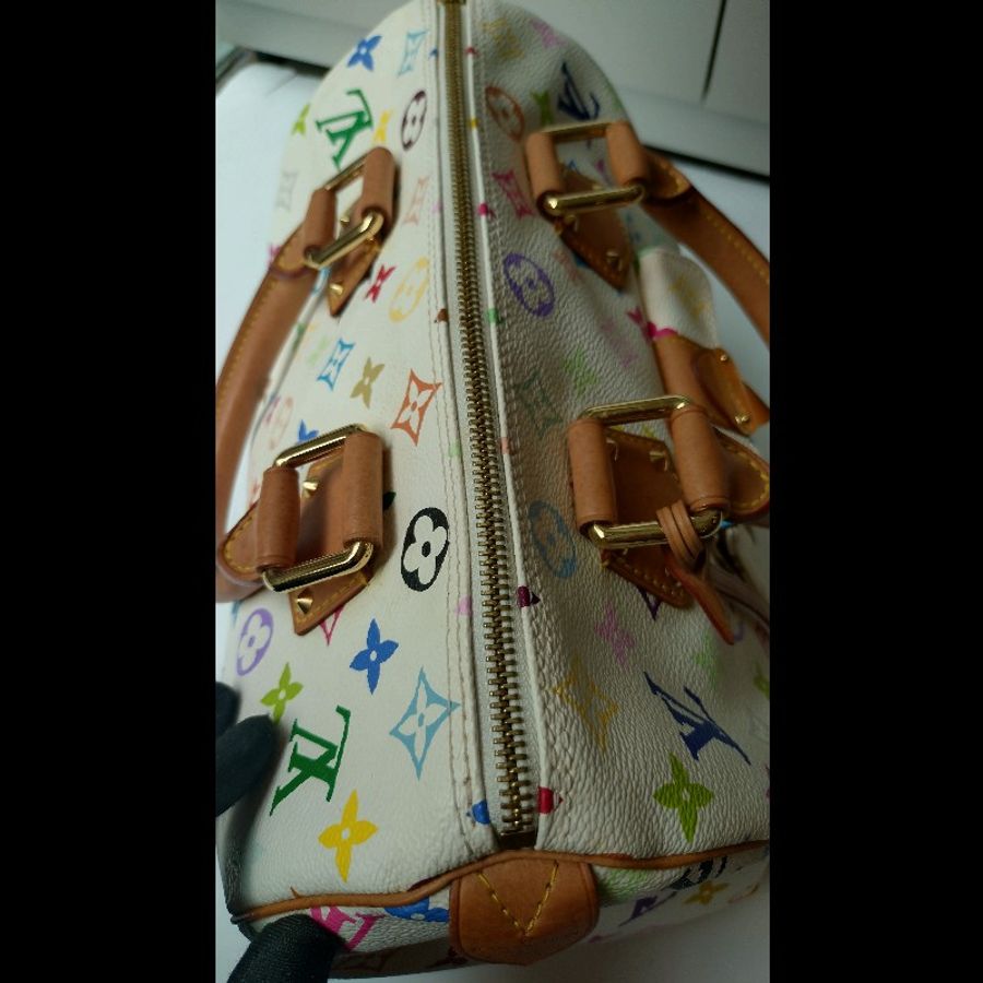 LV 絕版白彩波士頓包 speedy 30 村上隆系列-14