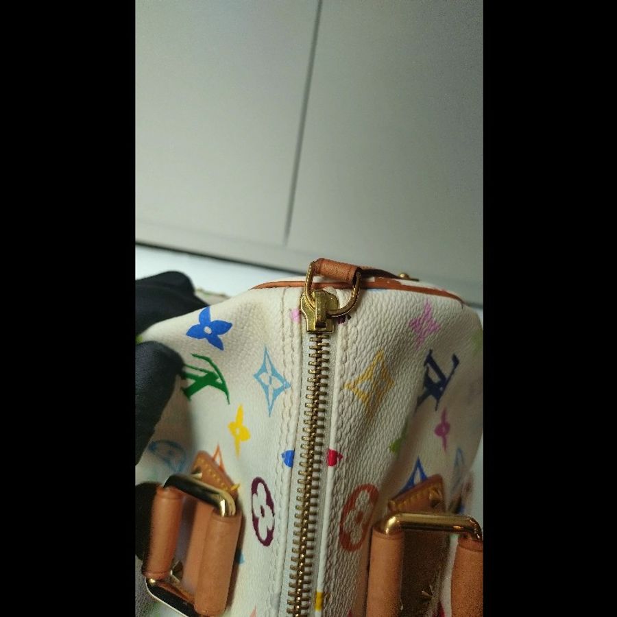 LV 絕版白彩波士頓包 speedy 30 村上隆系列-15