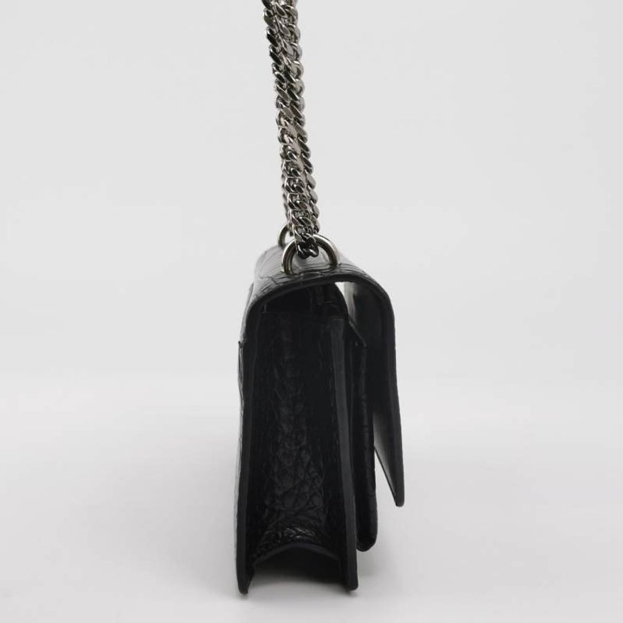 Saint Laurent Sunset日落包迷你牛皮純色鱷魚紋YSL標誌單肩包-3