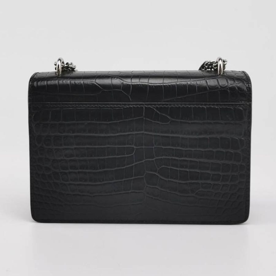 Saint Laurent Sunset日落包迷你牛皮純色鱷魚紋YSL標誌單肩包-4