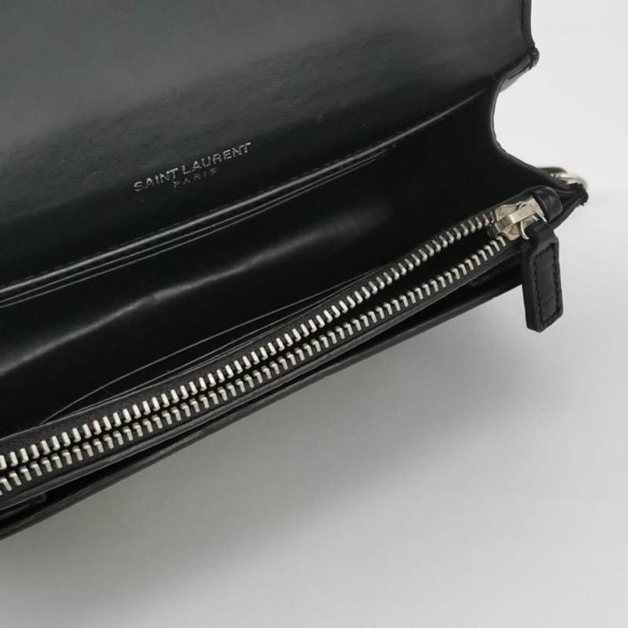 Saint Laurent Sunset日落包迷你牛皮純色鱷魚紋YSL標誌單肩包-6