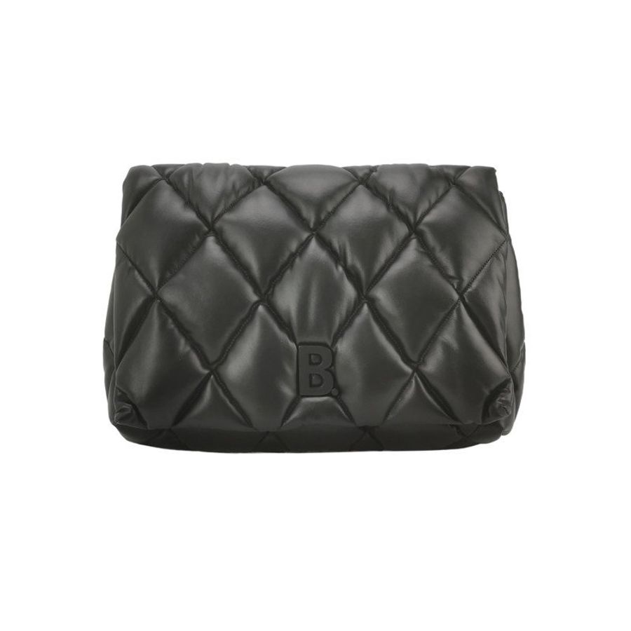 Balenciaga牛皮純色菱格絎縫B扣飾手拿包-0