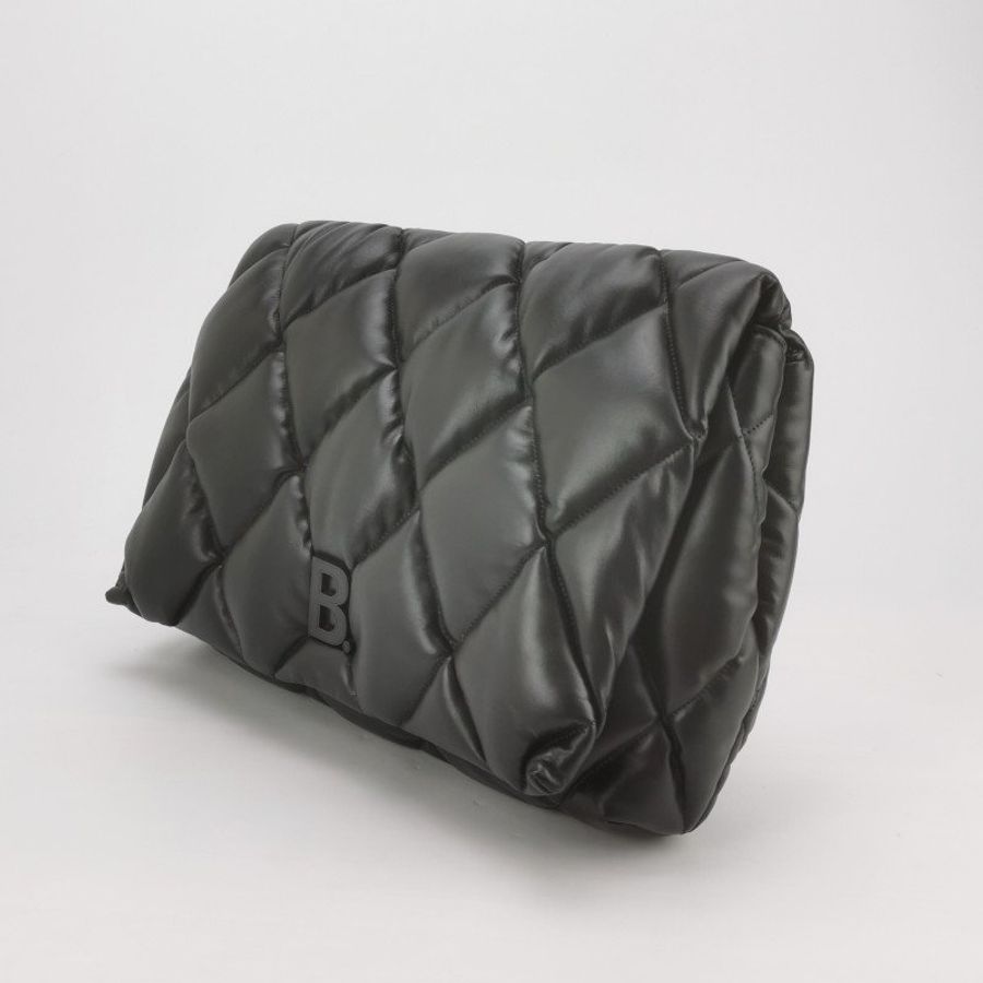 Balenciaga牛皮純色菱格絎縫B扣飾手拿包-1