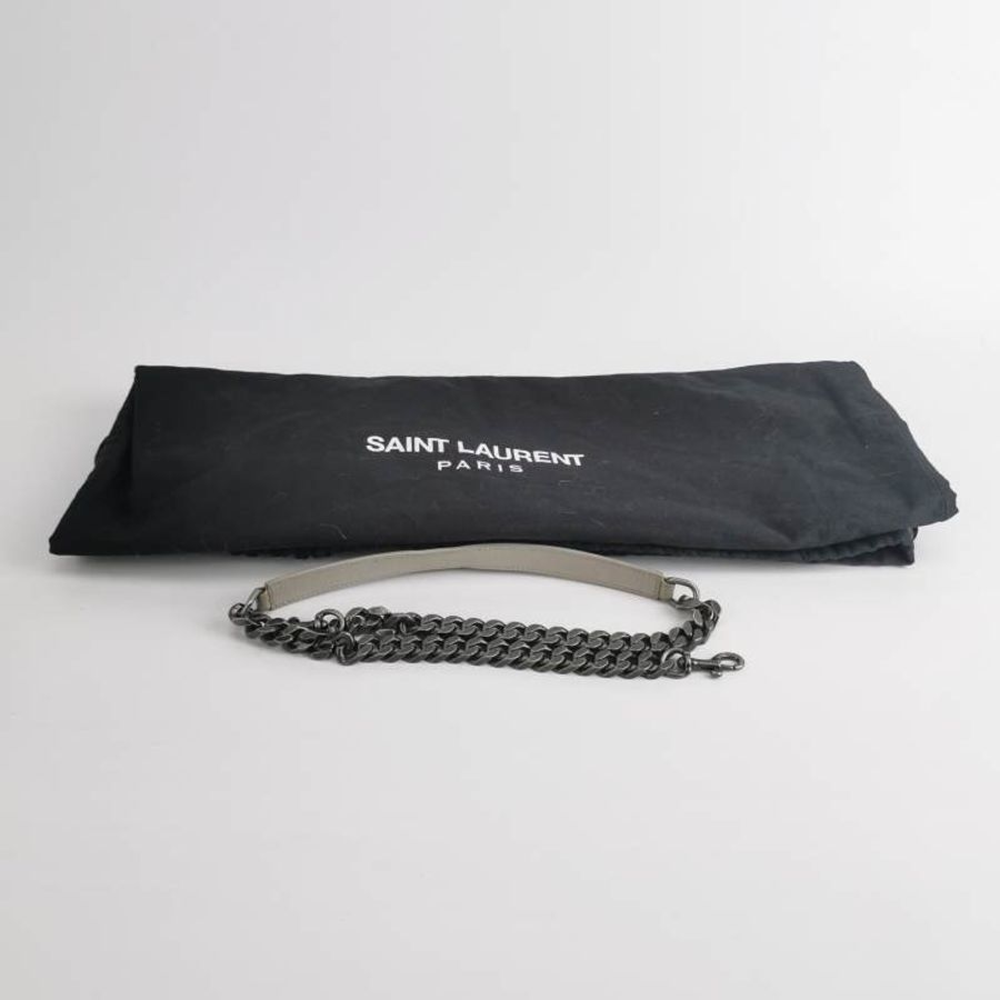 Saint Laurent College羊皮純色V紋YSL標誌單肩包-8