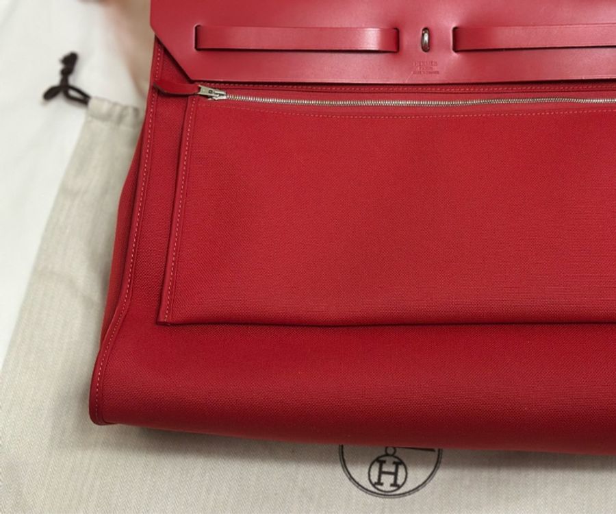 Hermès 愛馬仕 HerBag Zip 31 手提/肩背包 (D刻/石榴紅/銀扣)近全新 手提/肩背兩用包-10