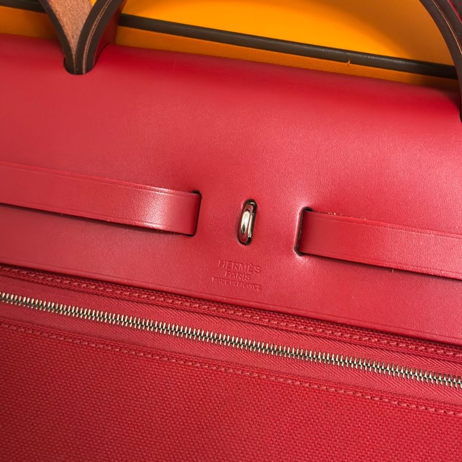 Hermès 愛馬仕 HerBag Zip 31 手提/肩背包 (D刻/石榴紅/銀扣)近全新 手提/肩背兩用包-11