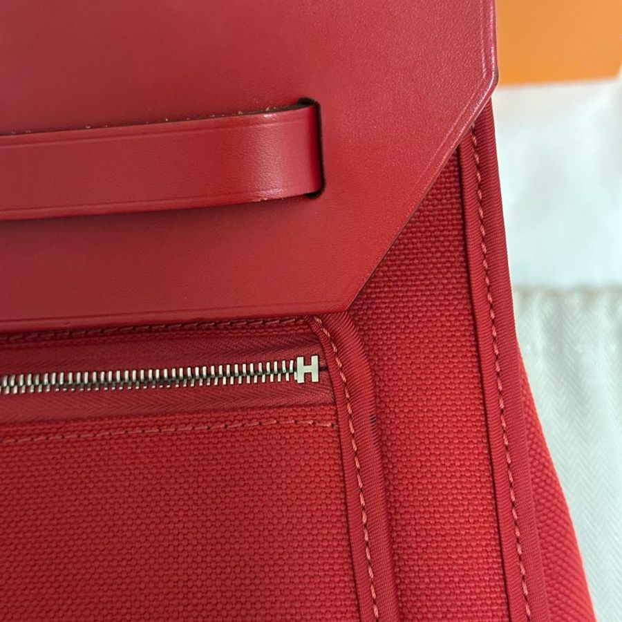 Hermès 愛馬仕 HerBag Zip 31 手提/肩背包 (D刻/石榴紅/銀扣)近全新 手提/肩背兩用包-13
