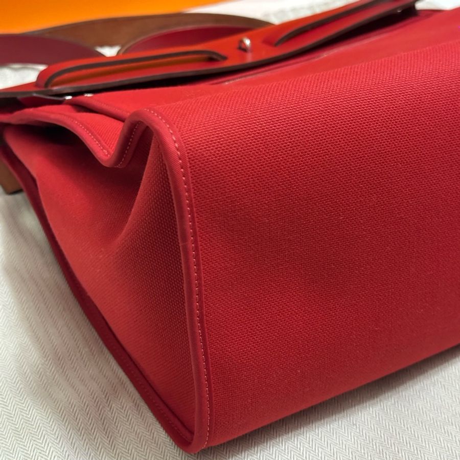 Hermès 愛馬仕 HerBag Zip 31 手提/肩背包 (D刻/石榴紅/銀扣)近全新 手提/肩背兩用包-16