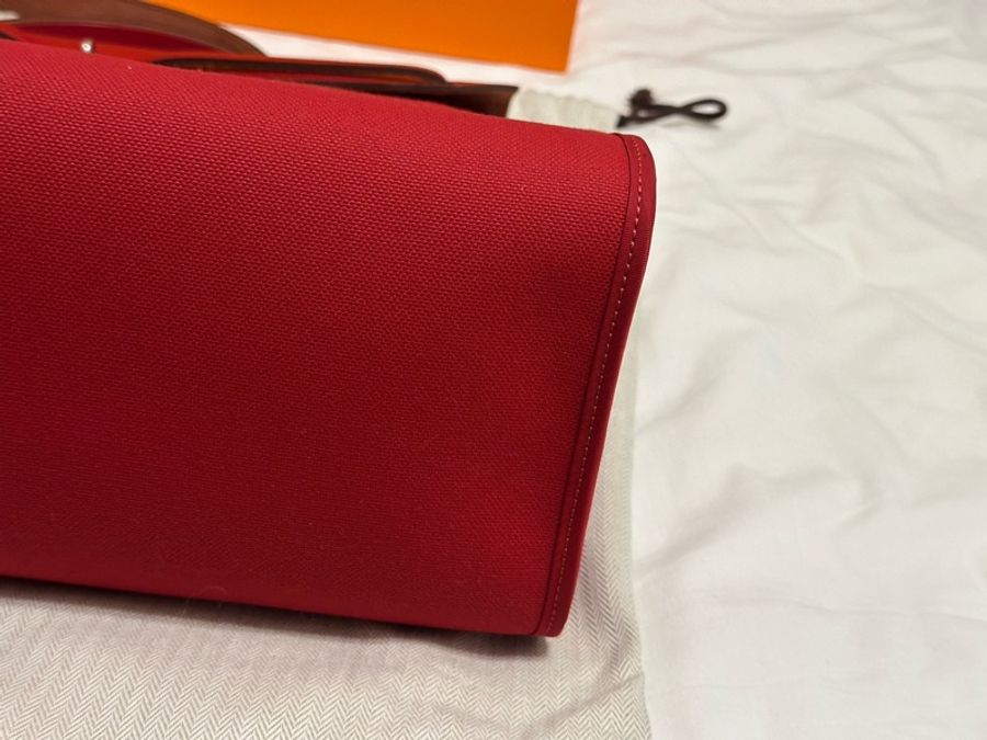 Hermès 愛馬仕 HerBag Zip 31 手提/肩背包 (D刻/石榴紅/銀扣)近全新 手提/肩背兩用包-17