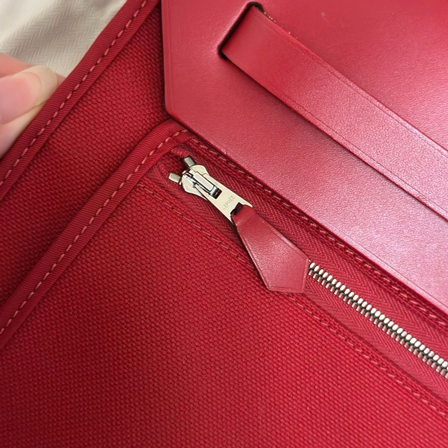 Hermès 愛馬仕 HerBag Zip 31 手提/肩背包 (D刻/石榴紅/銀扣)近全新 手提/肩背兩用包-26