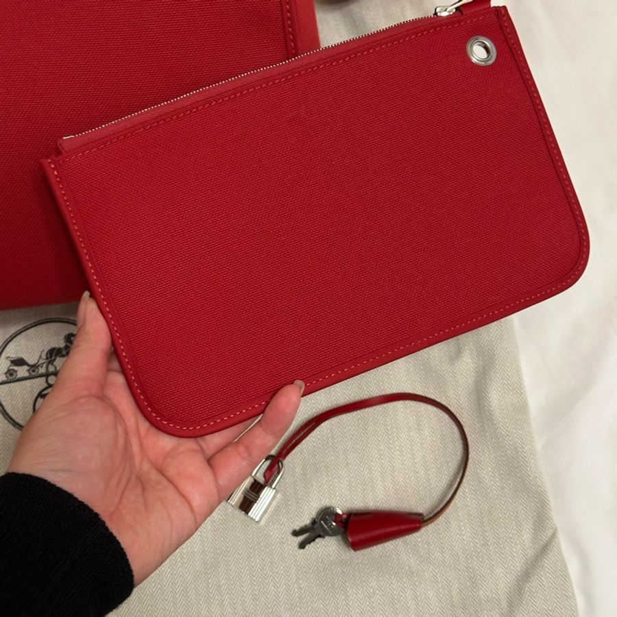 Hermès 愛馬仕 HerBag Zip 31 手提/肩背包 (D刻/石榴紅/銀扣)近全新 手提/肩背兩用包-30