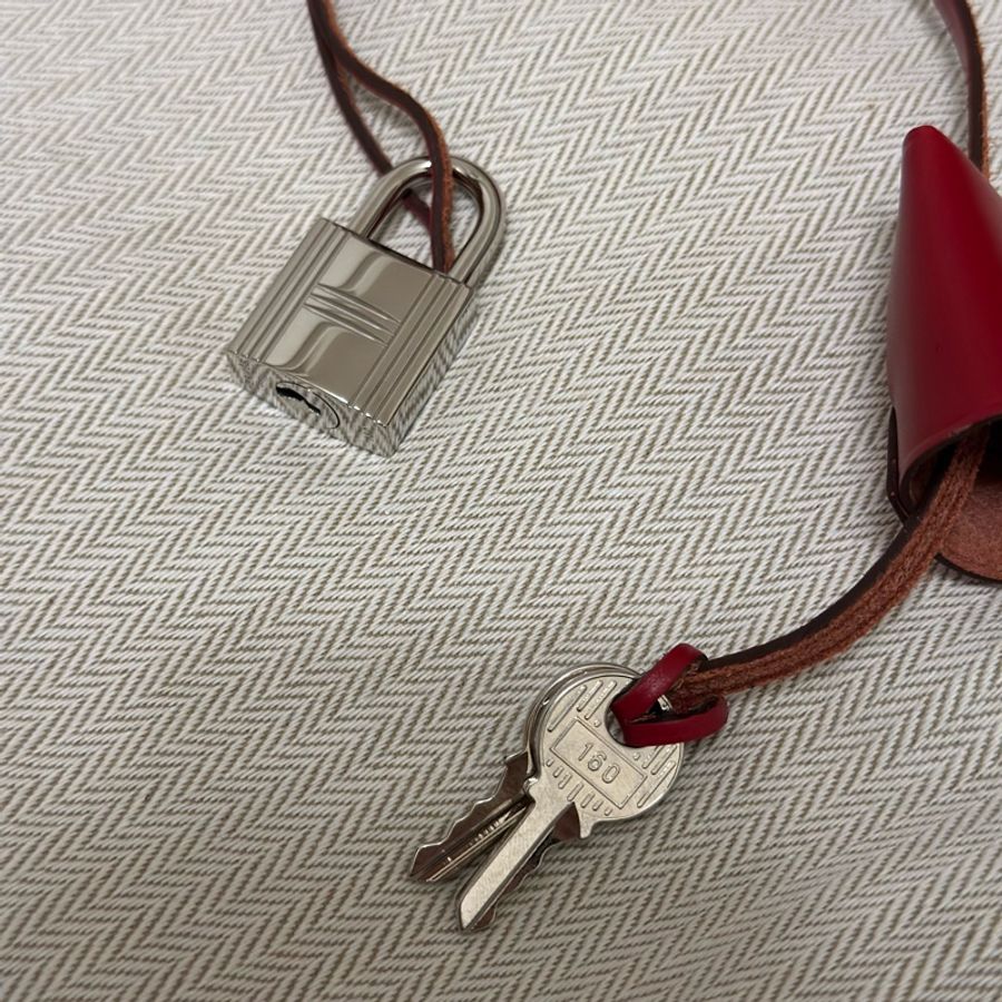 Hermès 愛馬仕 HerBag Zip 31 手提/肩背包 (D刻/石榴紅/銀扣)近全新 手提/肩背兩用包-33