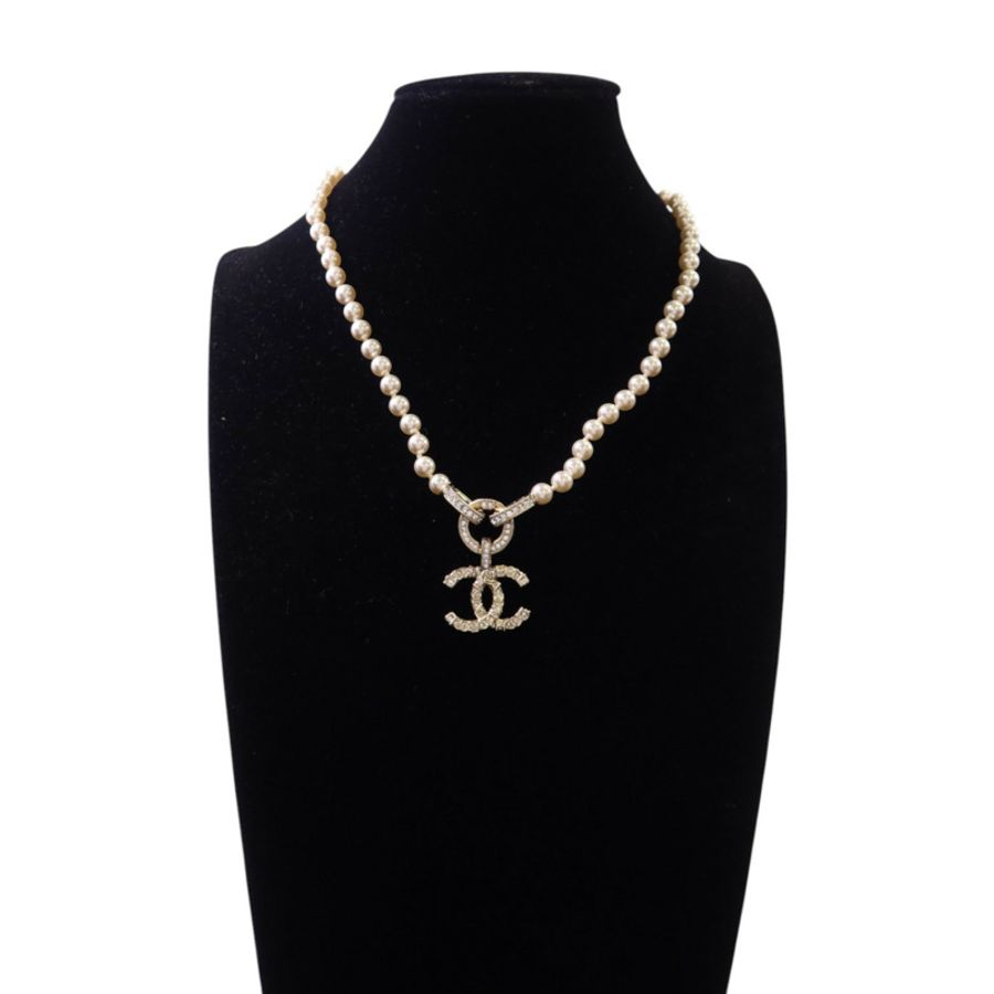 CHANEL 金屬/水鑽Necklace金扣項鏈-7