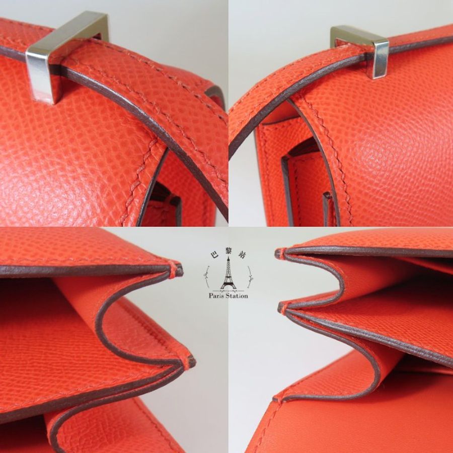 【巴黎站二手名牌專賣店】*現貨*HERMES 愛馬仕 真品*Z刻MINI Constance 18橘紅色琺瑯H康康肩背斜背包-6