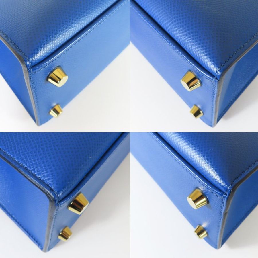 【巴黎站二手名牌專賣店】*現貨*HERMES 愛馬仕 真品*Z刻71法國藍金釦KELLY25 手提包 肩背包-4