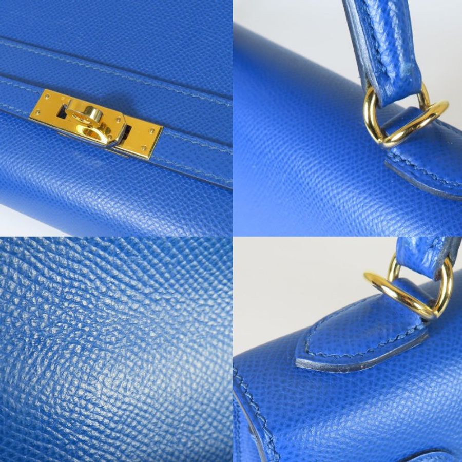【巴黎站二手名牌專賣店】*現貨*HERMES 愛馬仕 真品*Z刻71法國藍金釦KELLY25 手提包 肩背包-5