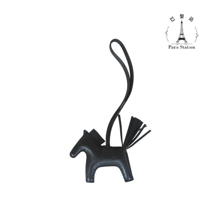 【巴黎站二手名牌專賣店】*現貨*HERMES 愛馬仕 真品*Y刻RODEO黑色羊皮小馬吊飾-0