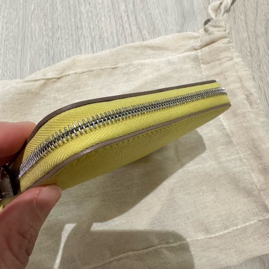 愛馬仕 Hermes 檸檬黃 萊姆黃 絲巾短夾 招財黃-3