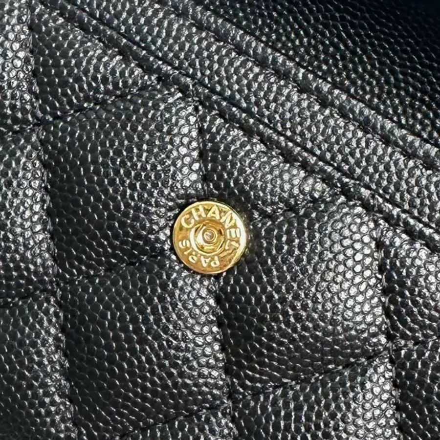 CHANEL Boy 荔枝皮黑金卡包-14